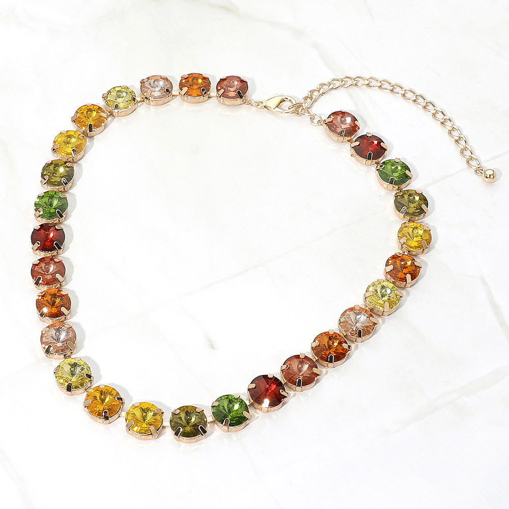 Madeline Love Multi Round Faceted Stone Cluster Link Evening Necklace