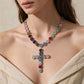 Madeline Love Multi Round Crystal Cross Pendant Statement Evening Necklace