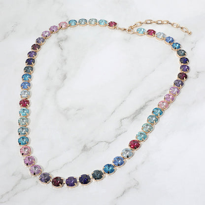 Madeline Love Multi Faceted Round Gem Link Tennis Statement Necklace