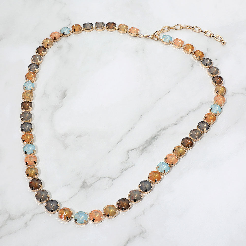 Madeline Love Multi, Yellow Faceted Round Gem Link Tennis Statement Necklace