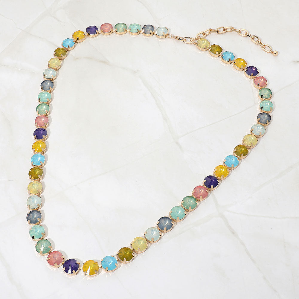 Madeline Love Light, Multi Round Stone Cluster Link Long Evening Necklace
