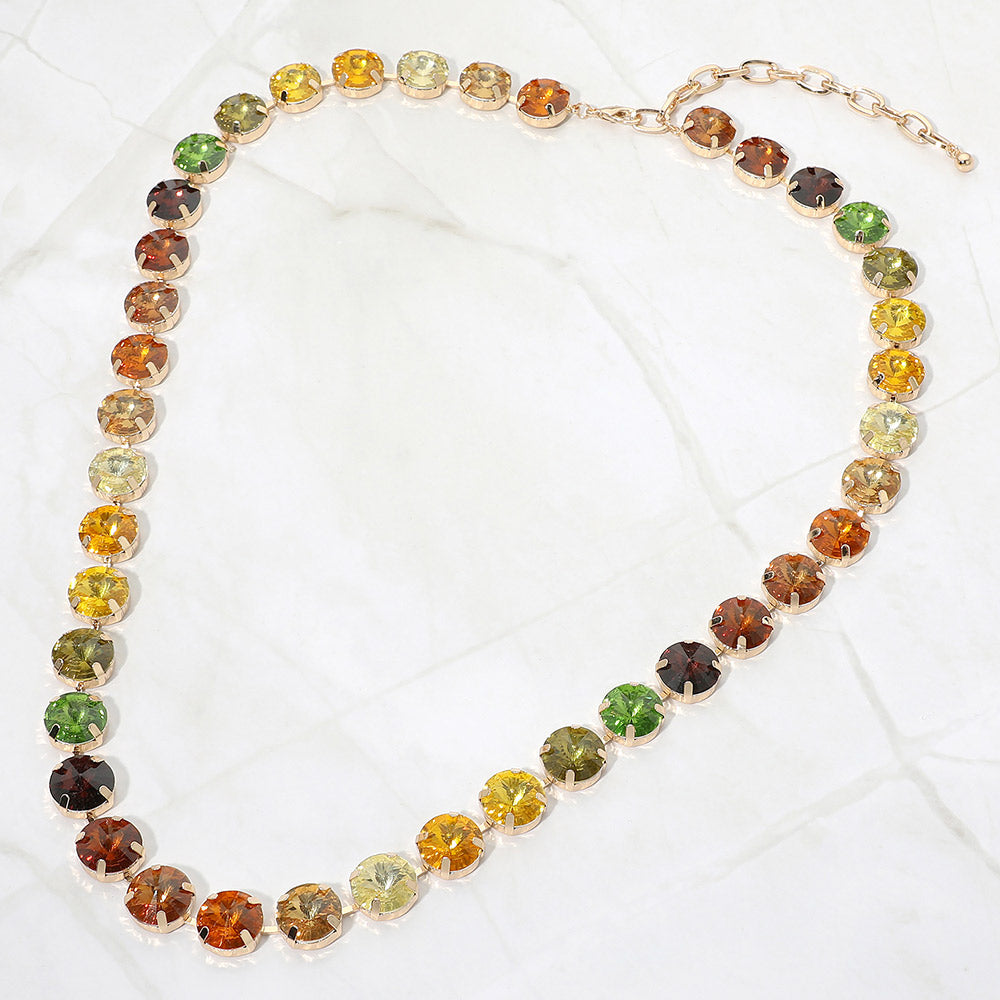 Madeline Love Multi Round Faceted Gem Link Statement Necklace