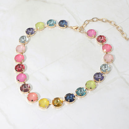 Madeline Love Multi Multiolor Round Stone Cluster Link Evening Necklace