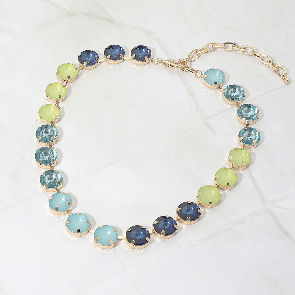 Madeline Love Mint Multiolor Round Stone Cluster Link Evening Necklace