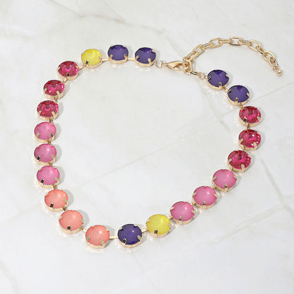 Madeline Love Multi Multiolor Round Stone Cluster Link Evening Necklace