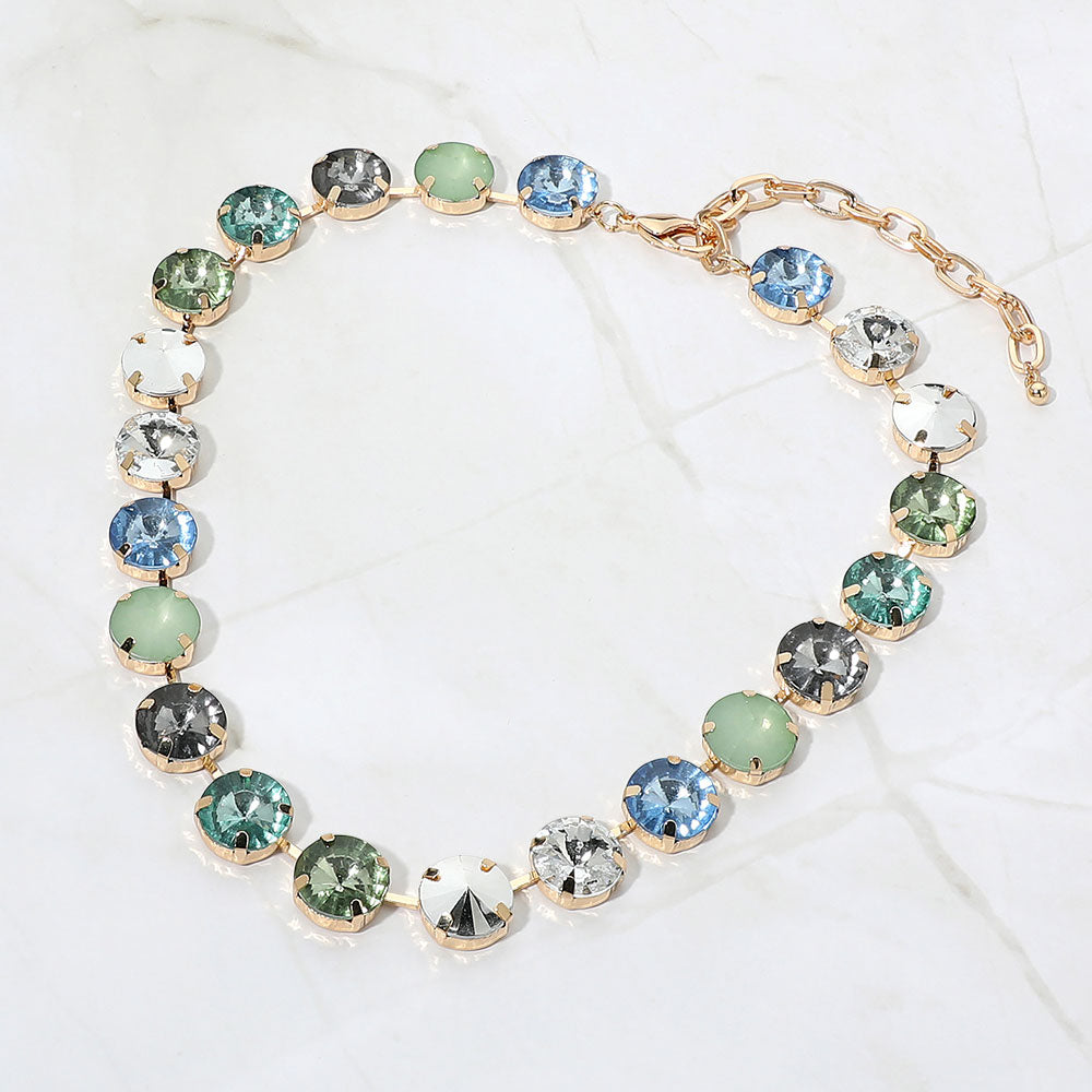 Madeline Love Multi Round Faceted Gem Link Statement Necklace
