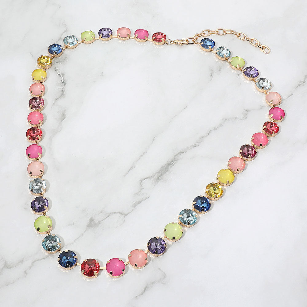 Madeline Love Multi Faceted Round Gem Link Tennis Statement Necklace