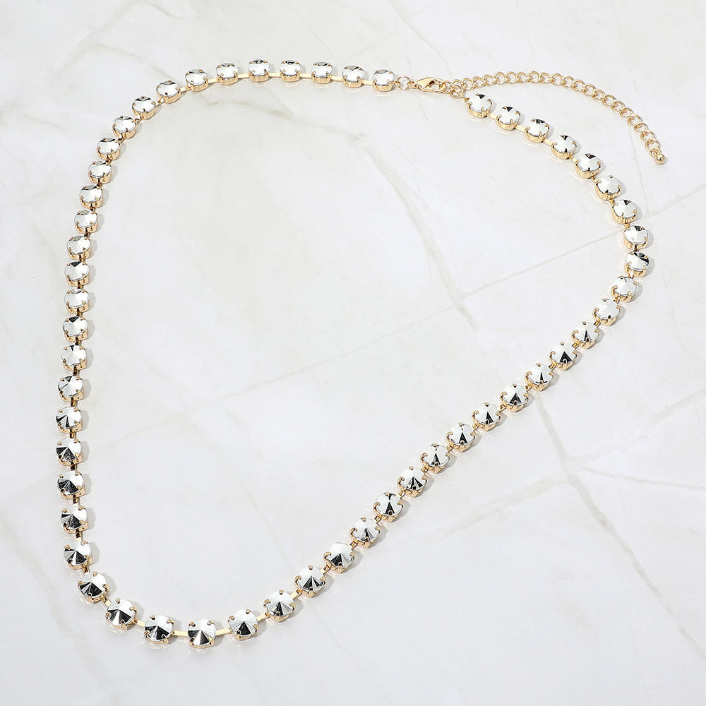 Madeline Love Silver Round Faceted Gem Link Statement Necklace