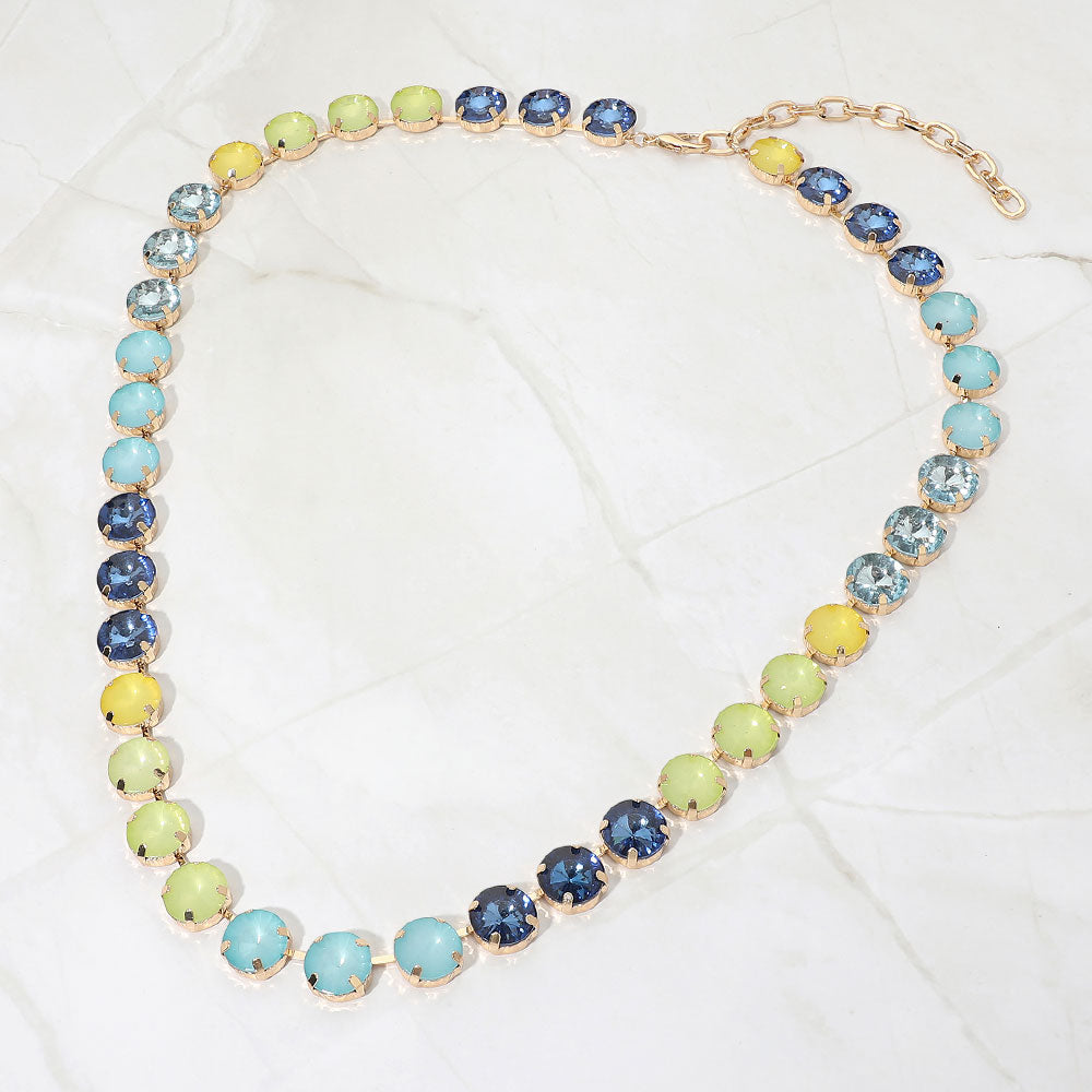 Madeline Love Mint, Multi Round Stone Cluster Link Long Evening Necklace