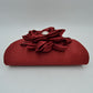 Evening Clutch Bag with Large Fabric Flower and Metal Top Handle - Clutch Bags