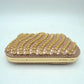 Rhinestone Evening Clutch Bag with Wavy Gold Trim and Chain Strap - Clutch Bags