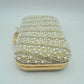 Beaded Evening Clutch Bag with Rhinestone Stripes and Chain Strap - Clutch Bags