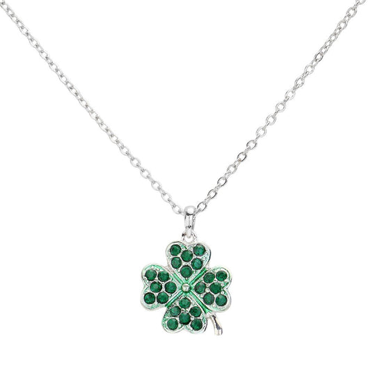 Emerald Stone Paved Clover Pendant Necklace features a delicate clover design adorned with sparkling stones. Handcrafted with high-quality materials, it adds a touch of sophistication to any outfit. The perfect gift for any occasion, the necklace is sure to make a lasting impression. 