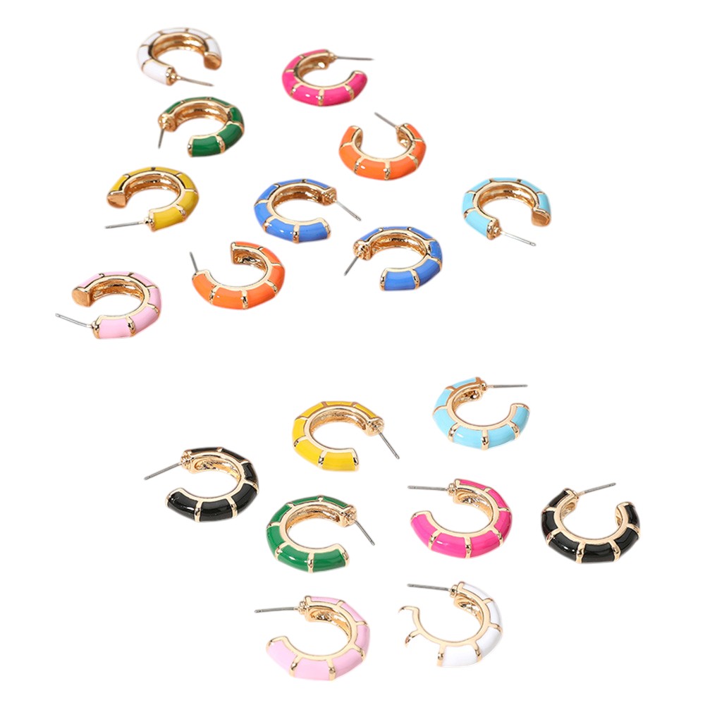 Enamel Bamboo Hoop Earrings are the perfect blend of style and sustainability. Made from bamboo, these earrings are eco-friendly and lightweight, making them comfortable to wear. The enamel finish adds a pop of color and shine, making them a versatile accessory for any outfit. Upgrade your style while also making a positive impact on the environment.