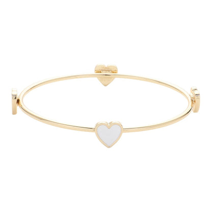 Enamel Heart Pointed Bangle Bracelet features a sleek and modern design that adds a touch of elegance to any outfit. Crafted from high-quality materials, it is durable and long-lasting. Its unique heart shape makes it a perfect gift for that special someone or a meaningful addition to your jewelry collection.