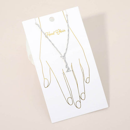 Madeline Love Clear, Rhodium Oval Stone Accent Delicate Hand Chain Bracelet - Bracelets