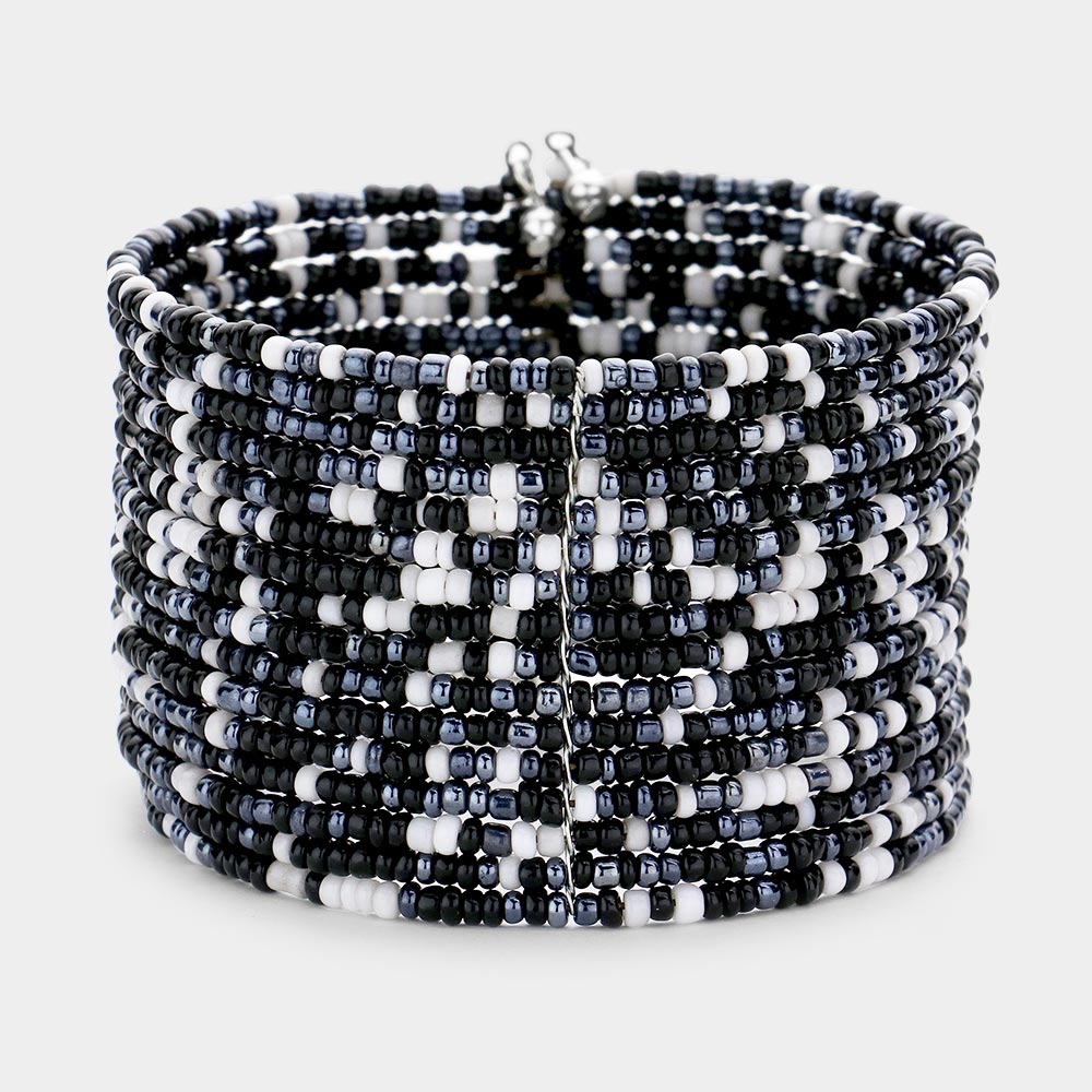 Madeline Love Black Boho Seed Beaded Bracelet - Bracelets