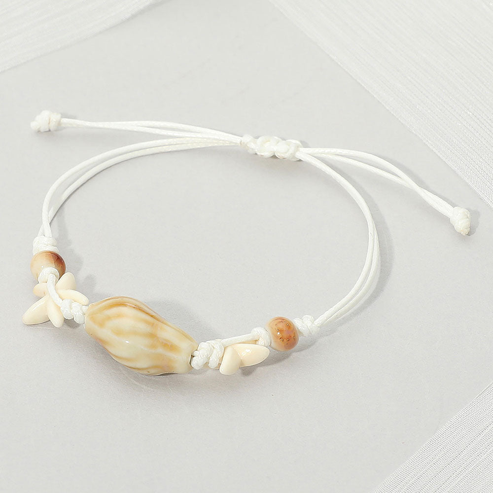 Madeline Love Camel Ceramic Conch Shell Starfish Beaded Adjustable Cinch Pull Tie Bracelet - Bracelets