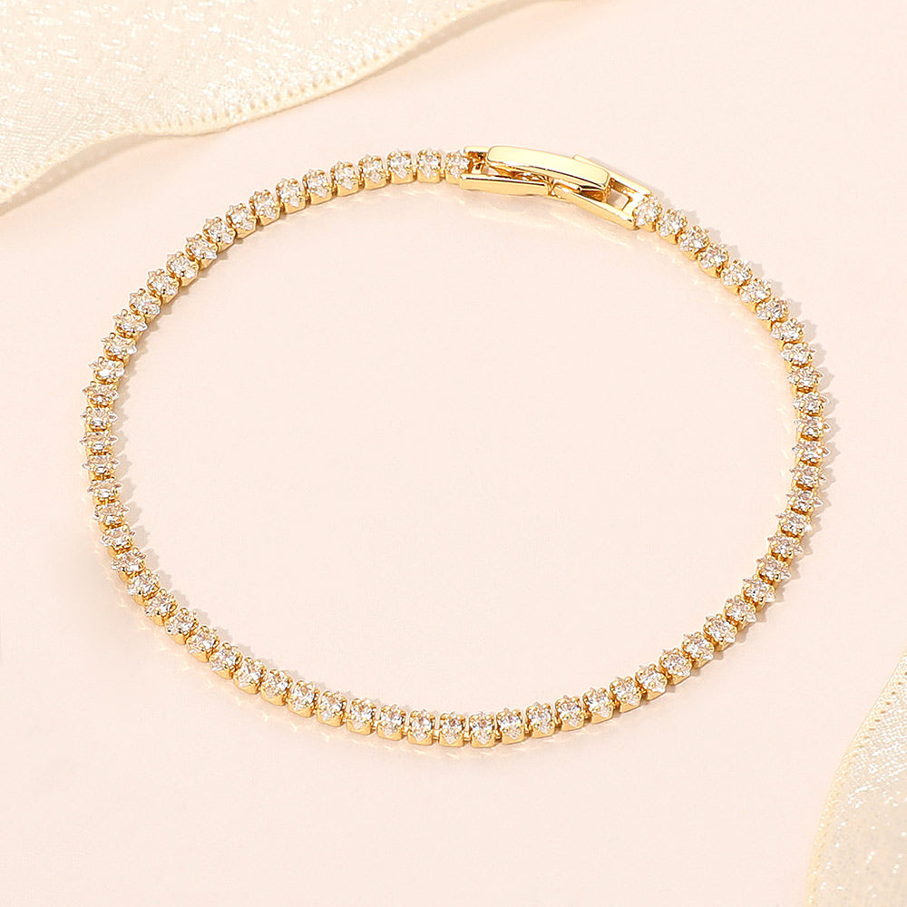 Madeline Love Clear, Gold 18K Gold Dipped Delicate Tennis Chain Bracelet
