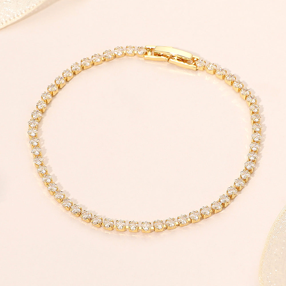 Madeline Love Clear, Gold 18K Gold Dipped Tennis Chain Bracelet