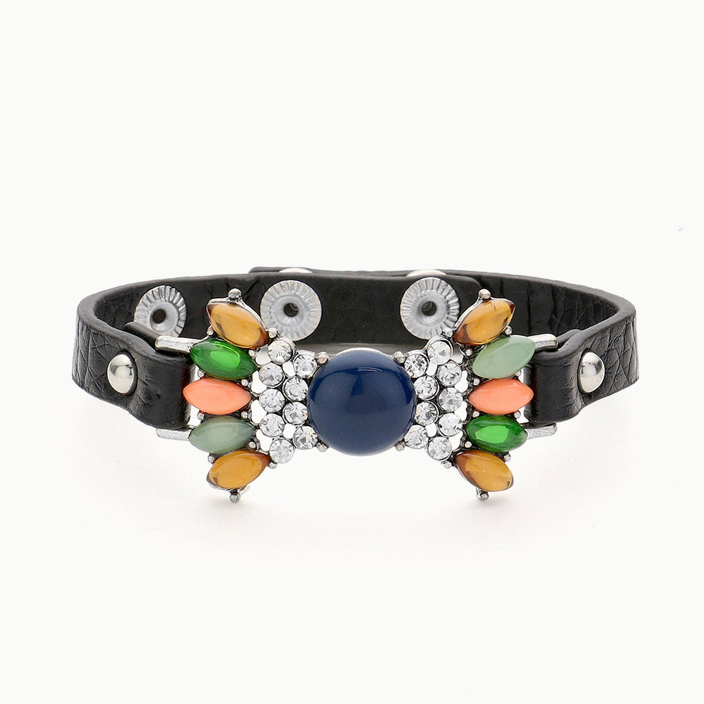 Madeline Love Blue Multi Color Bead Snap Button Bracelet - Bracelets