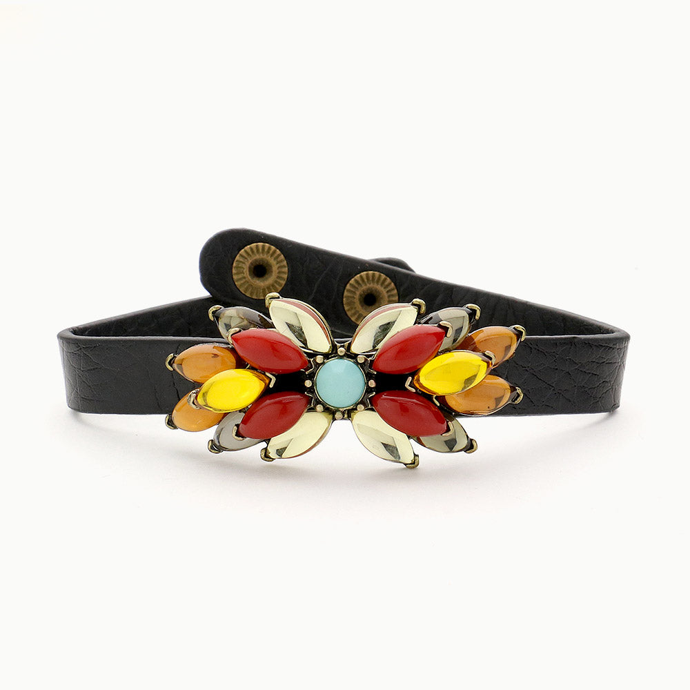 Madeline Love Burgundy Multi Color Bead Snap Button Bracelet - Bracelets