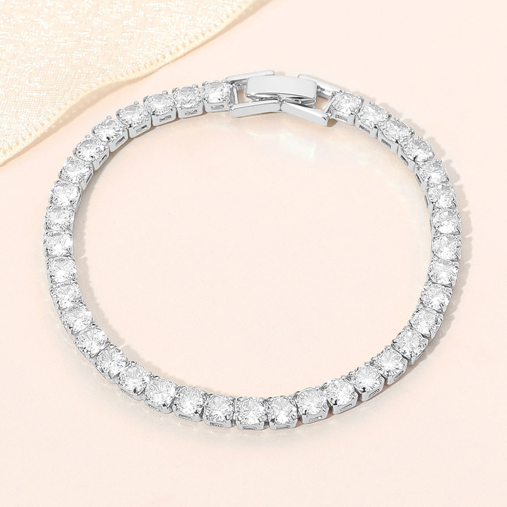 Madeline Love Clear, Silver White Gold Dipped Classic Tennis Chain Bracelet