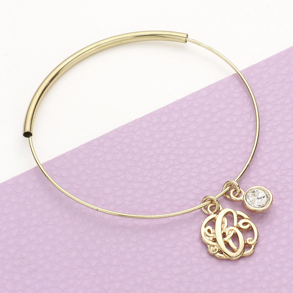 Madeline Love Gold -C- Initial Monogram Bangle Bracelet - Bracelets