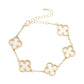 Madeline Love Gold, White Brass Metal Mother Of Pearl Quatrefoil Station Bracelet - Bracelets - extra