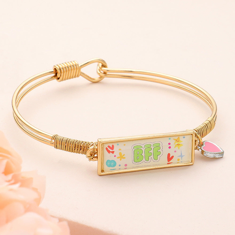 Madeline Love Two Tone BFF Enamel Heart Charm Message Hook Bracelet - Bracelets