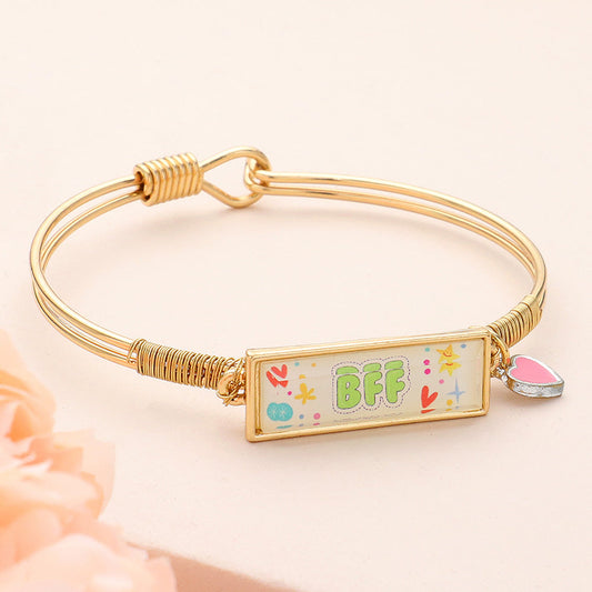 Madeline Love Two Tone BFF Enamel Heart Charm Message Hook Bracelet - Bracelets