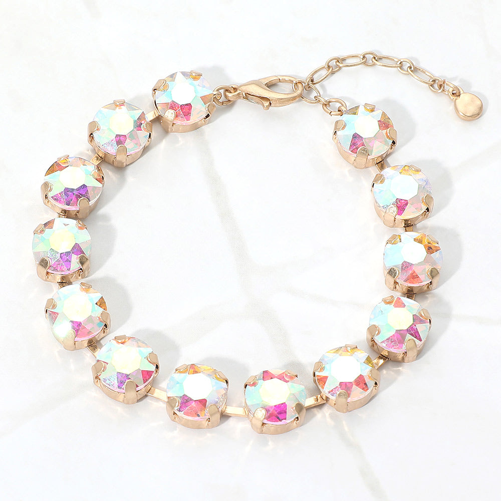 Madeline Love AB Round Stone Cluster Link Bracelet
