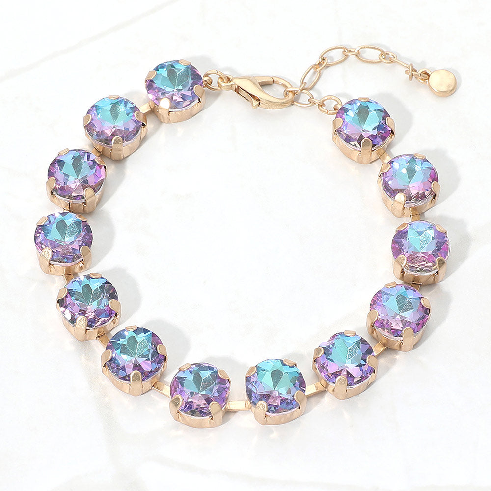 Madeline Love Aqua, Pink Round Stone Cluster Link Bracelet
