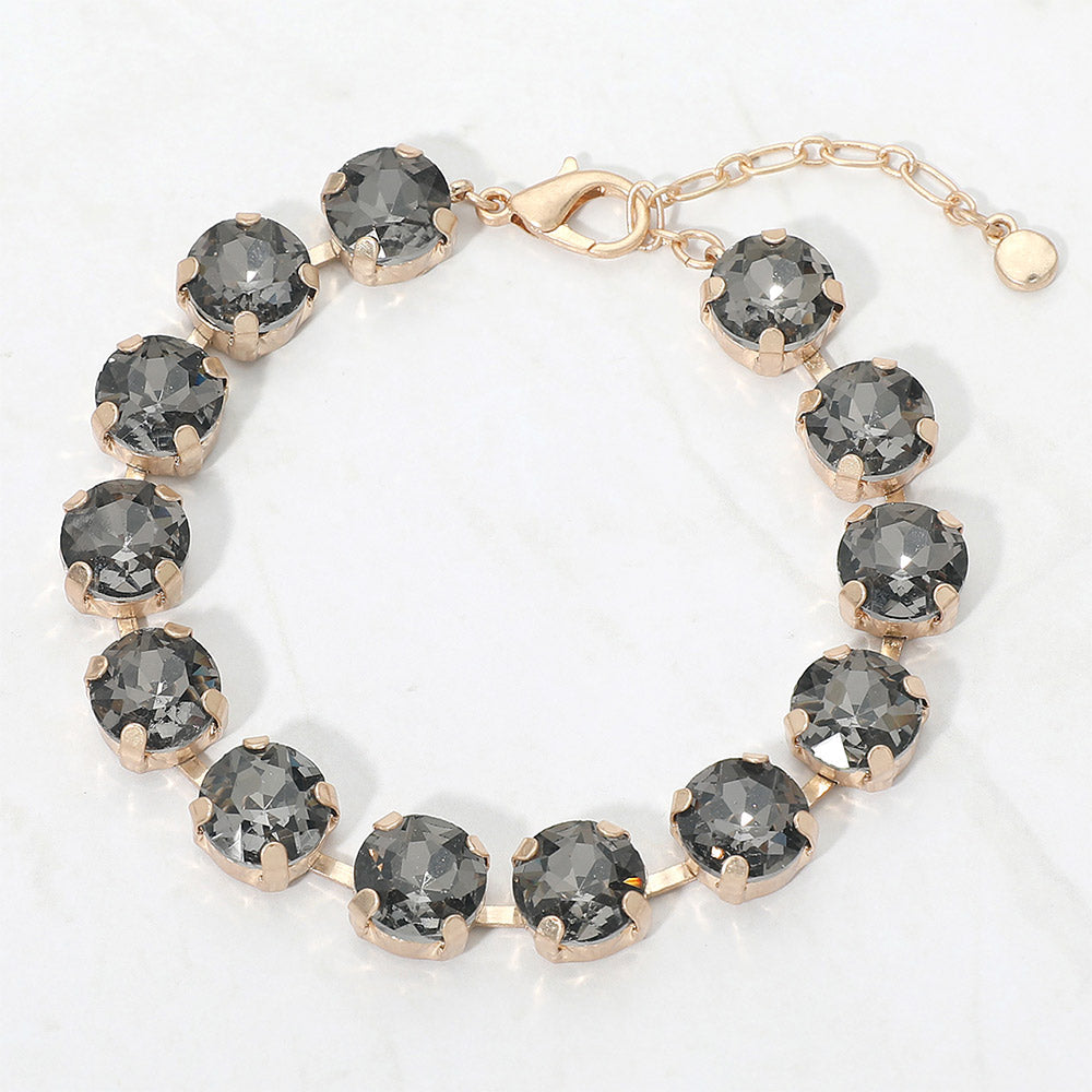 Madeline Love Black Diamond Round Stone Cluster Link Bracelet