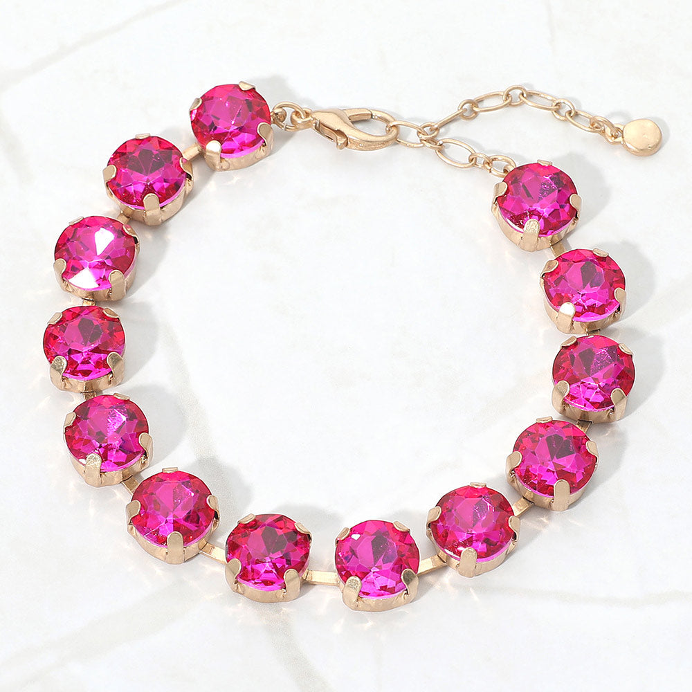 Madeline Love Fuchsia Round Stone Cluster Link Bracelet