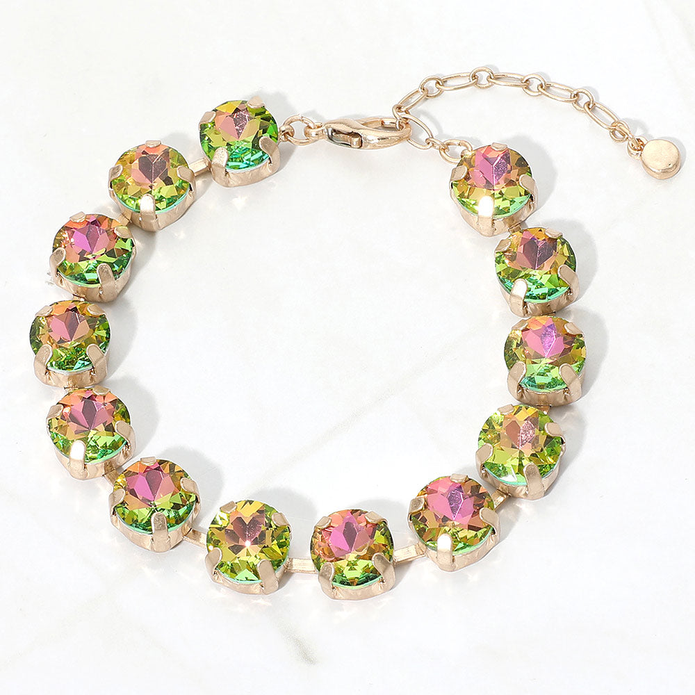 Madeline Love Pink&Green Round Stone Cluster Link Bracelet