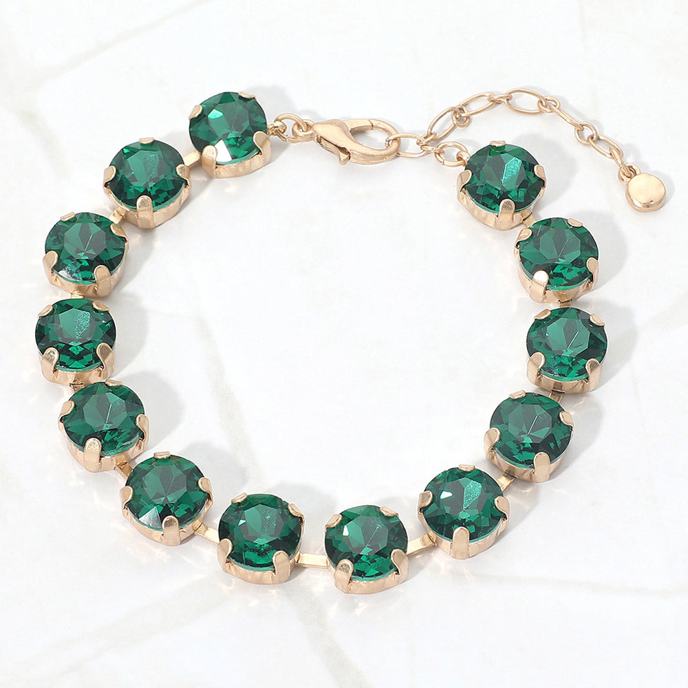 Madeline Love Green Round Stone Cluster Link Bracelet