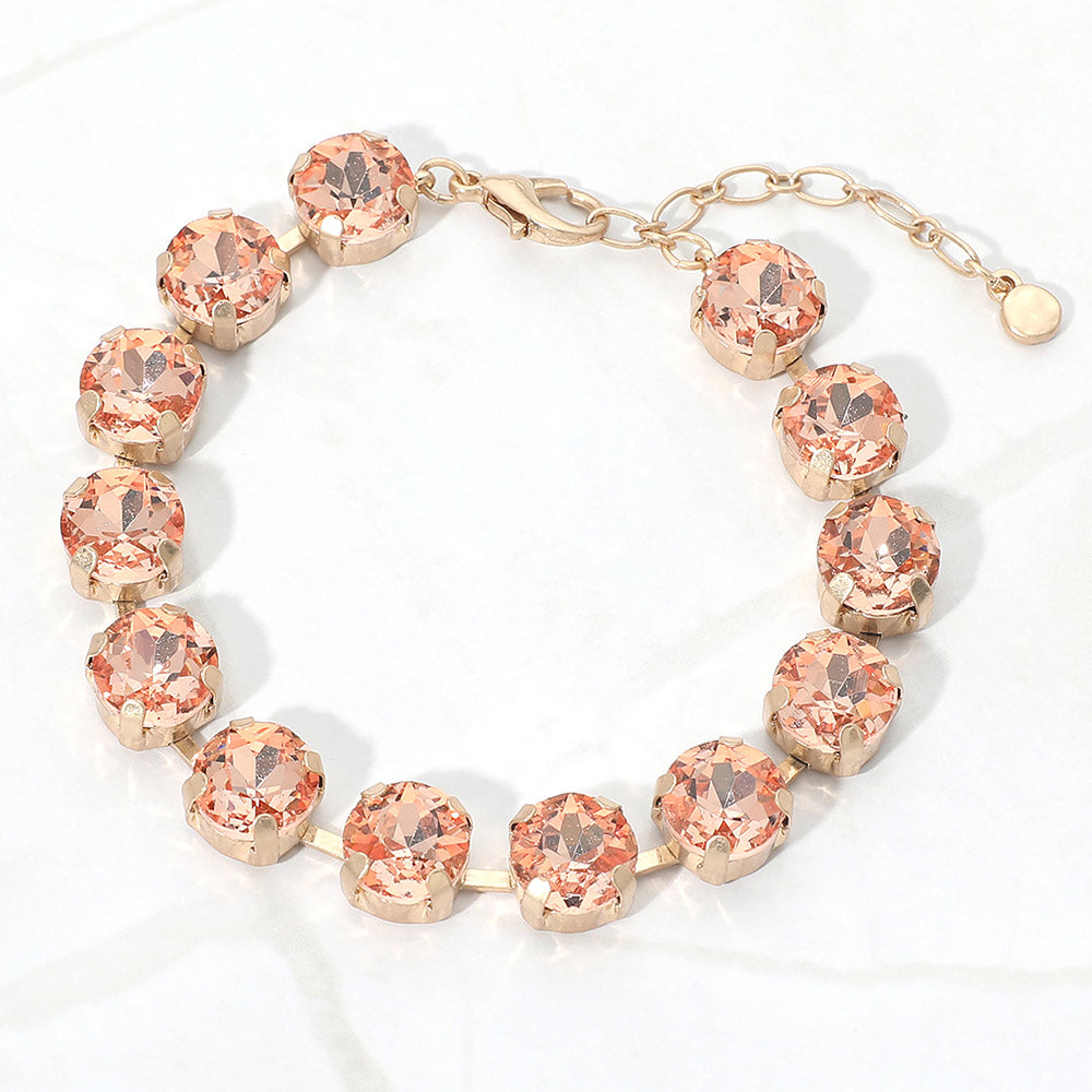 Madeline Love Peach Round Stone Cluster Link Bracelet