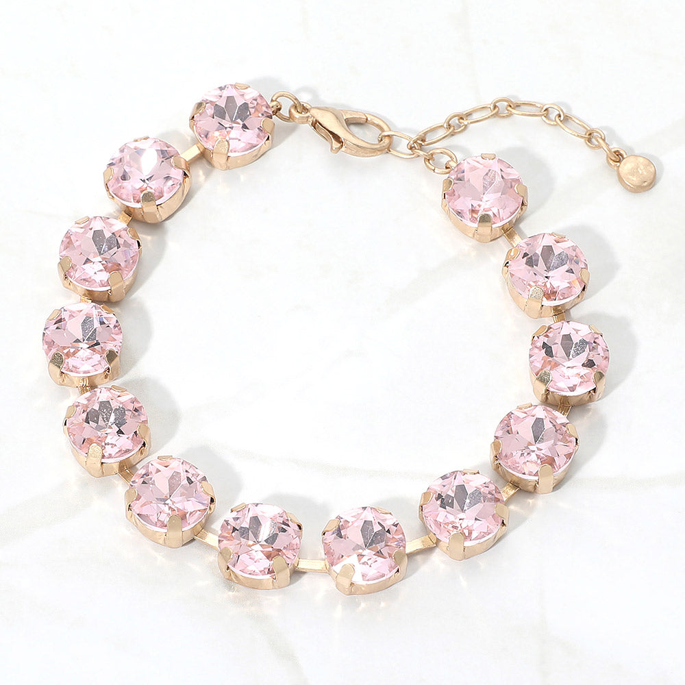 Madeline Love Pink Round Stone Cluster Link Bracelet