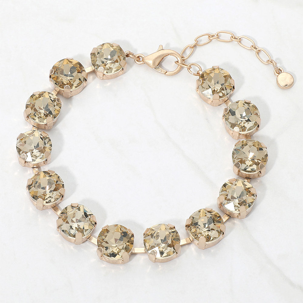 Madeline Love Topaz Round Stone Cluster Link Bracelet