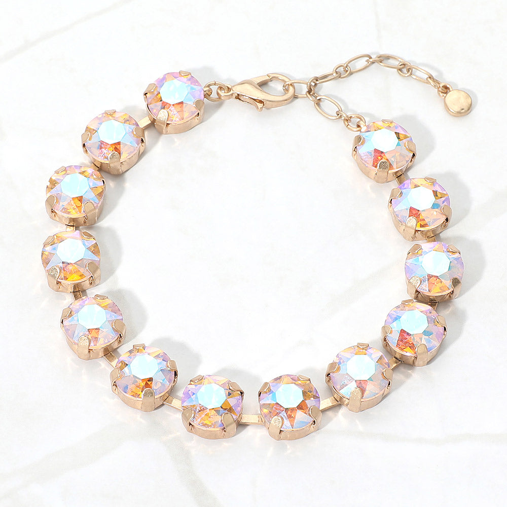 Madeline Love Pink, Yellow Round Stone Cluster Link Bracelet