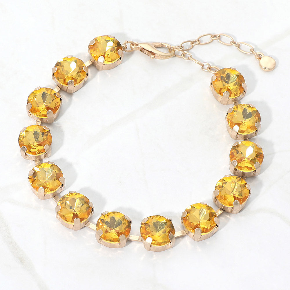 Madeline Love Yellow Round Stone Cluster Link Bracelet