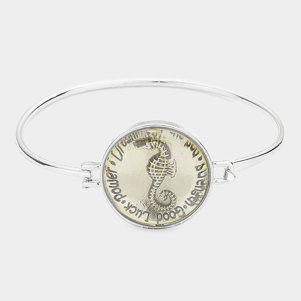 Silver "Strength / Good luck" Seahorse hook bracelet