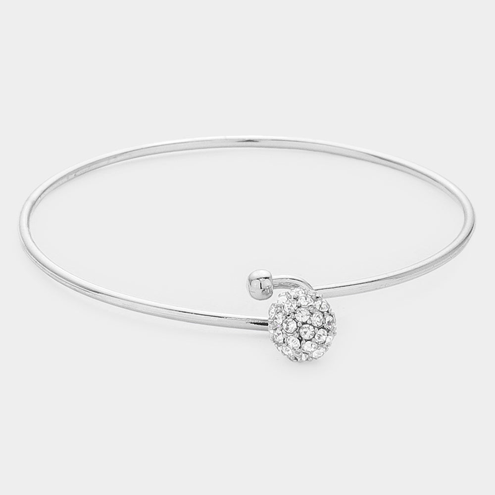 Madeline Love Rhodium Crystal Pave Ball Hook Bracelet - Bracelets