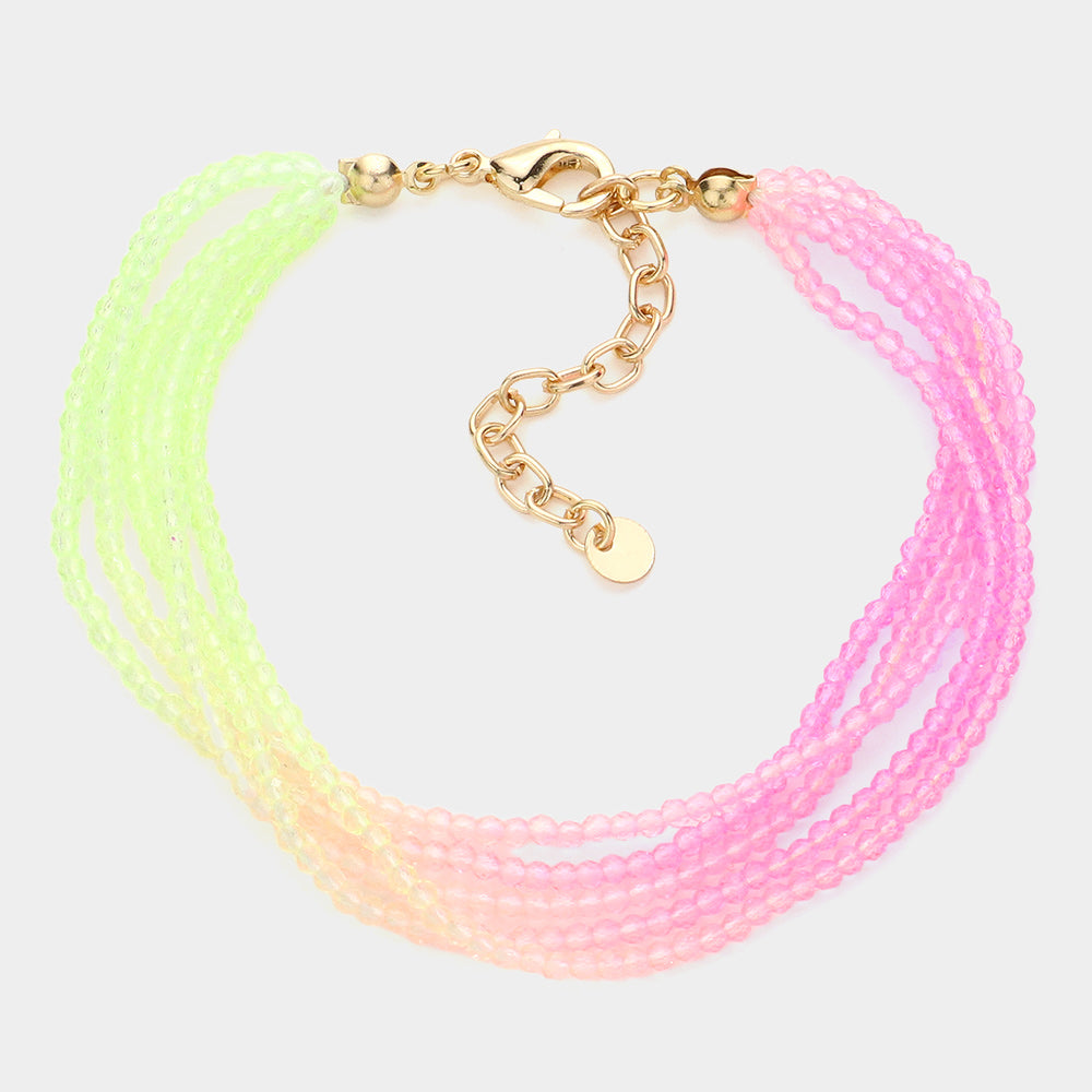 Madeline Love Gold, Multi Gradation Seed Beaded Layered Bracelet - Bracelets