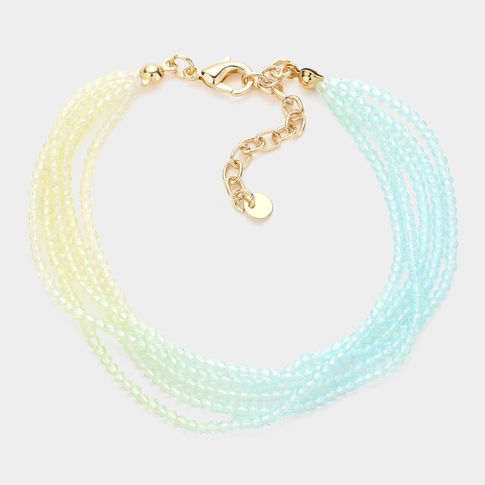 Madeline Love Blue, Multi Gradation Seed Beaded Layered Bracelet - Bracelets