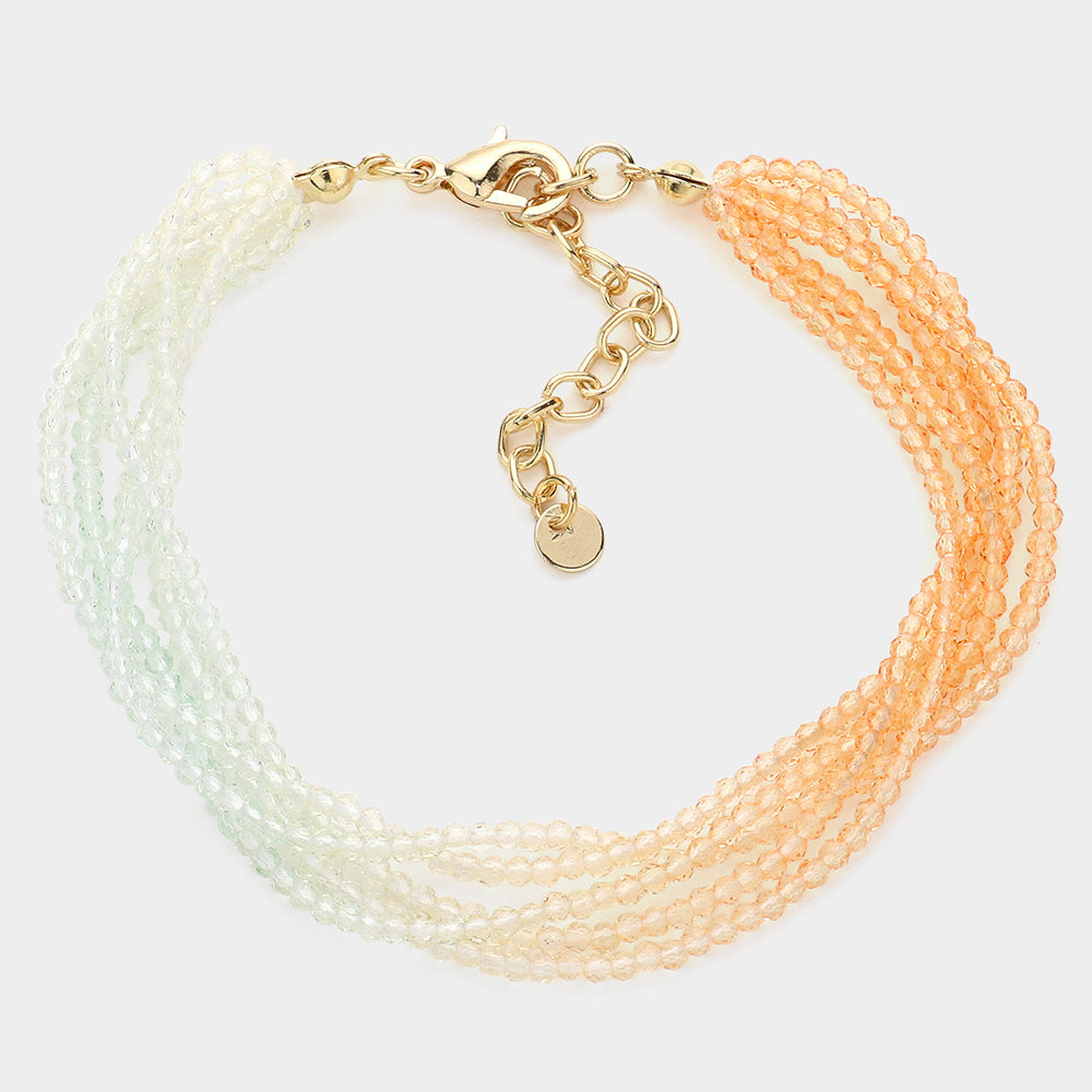 Madeline Love Multi, Orange Gradation Seed Beaded Layered Bracelet - Bracelets