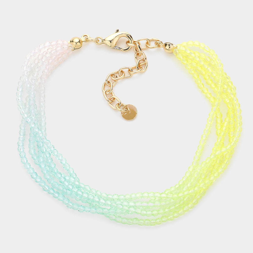 Madeline Love Green, Multi Gradation Seed Beaded Layered Bracelet - Bracelets