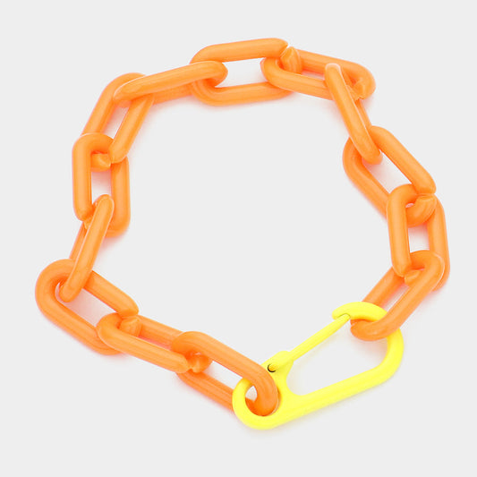 Madeline Love Orange Resin Open Oval Link Bracelet - Bracelets