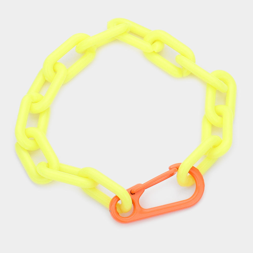 Madeline Love Yellow Resin Open Oval Link Bracelet - Bracelets